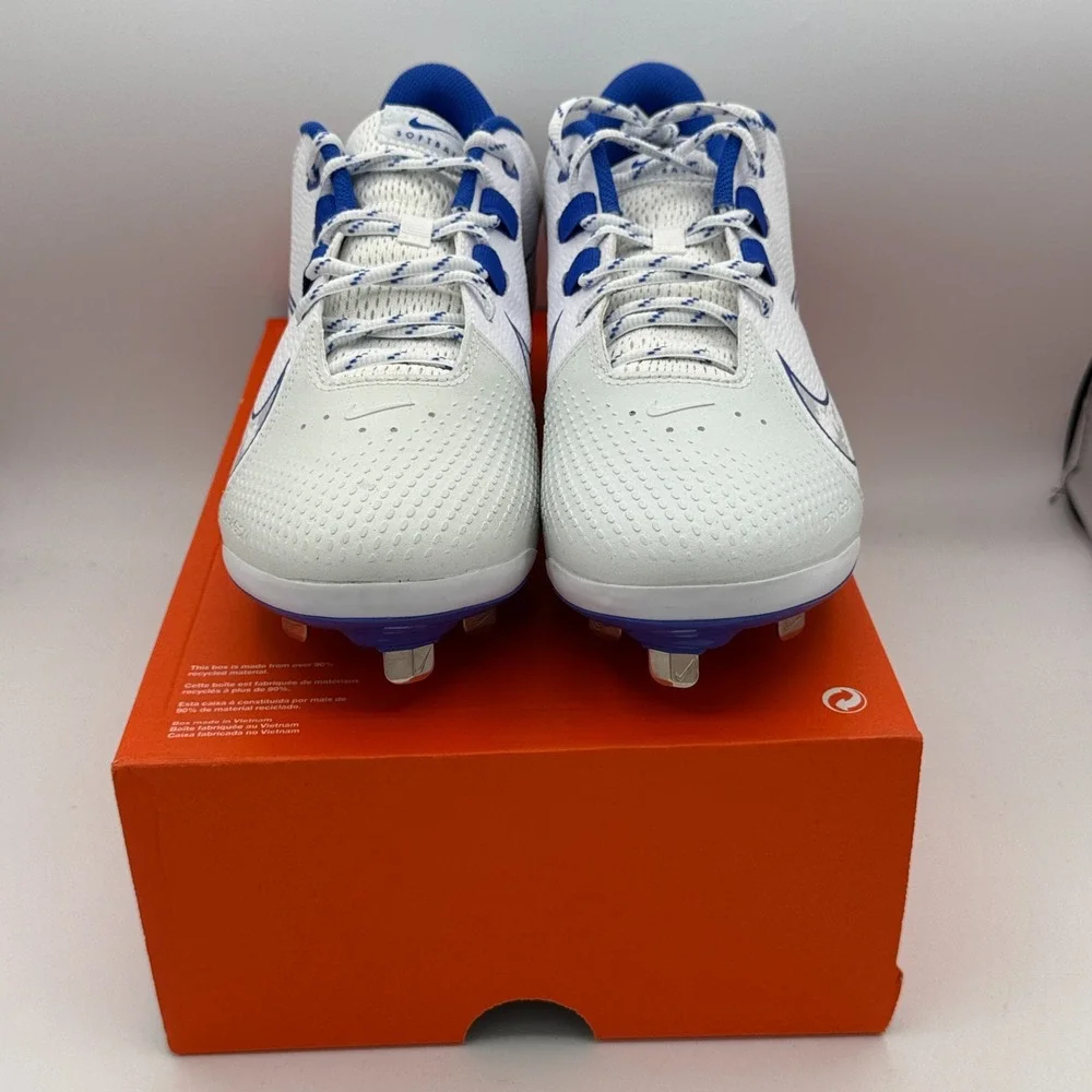 Nike Hyperdiamond 4 Pro Shoes Womens Size 12 White Blue Softball FZ0922-103
